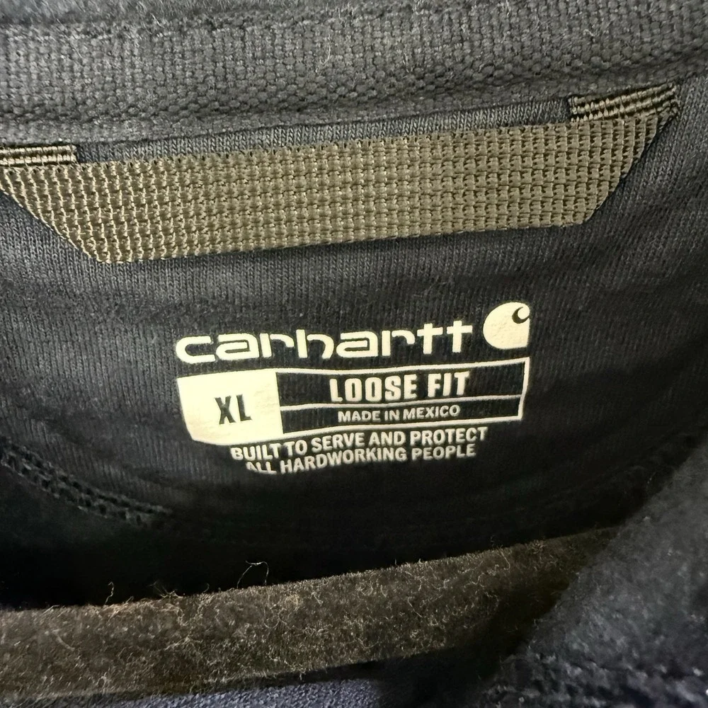 NWT Carhartt Mens XL Loose Fit Midweight Logo Sleeve Hoodie Navy - Picture 2 of 6